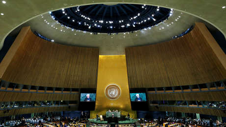 El presidente iraní, Hasán Rohaní, en la Asamblea General de la ONU en 2017.