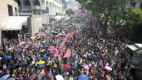 Una manifestación en Hong Kong