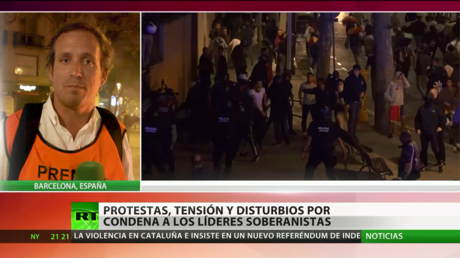 Multitudinaria protesta en apoyo a los independentistas condenados