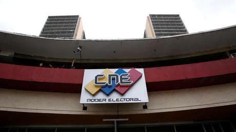 El logotipo del Consejo Nacional Electoral (CNE) en Caracas, Venezuela, 14 de mayo de 2018.