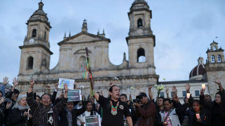 Manifestación en memoria de los indígenas asesinados en Tacueyo, Colombia