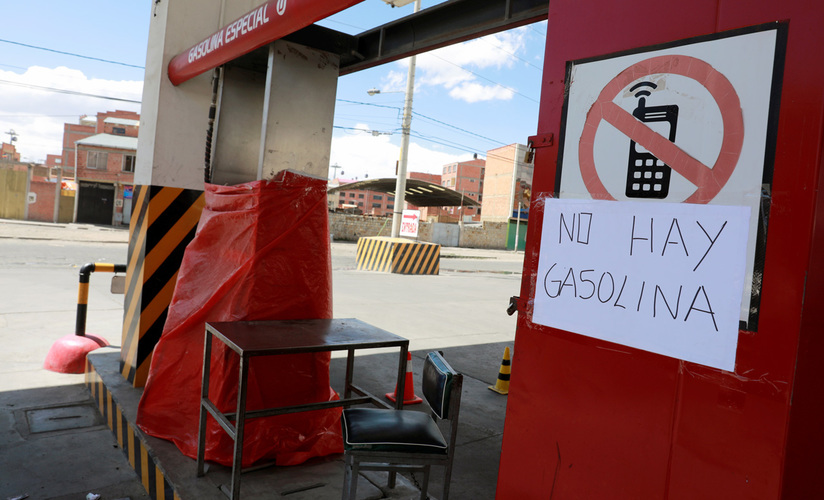 Estación de gasolina cerrada en El Alto, cerca de La Paz, Bolivia el 17 de noviembre de 2019.