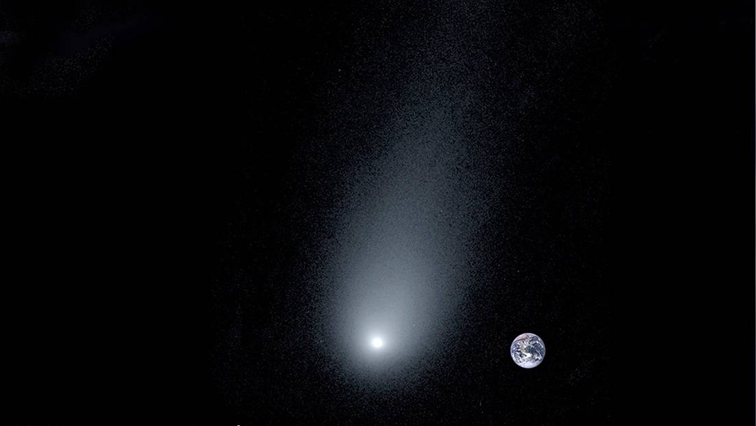 Una ilustración del cometa interestelar 2l/Borisov al lado de la Tierra
