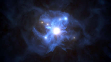 Descubren seis galaxias atrapadas en la red de un agujero negro supermasivo