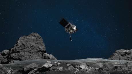 A sonda espacial OSIRIS-REx coleta amostras da superfície do asteróide Bennu pela primeira vez