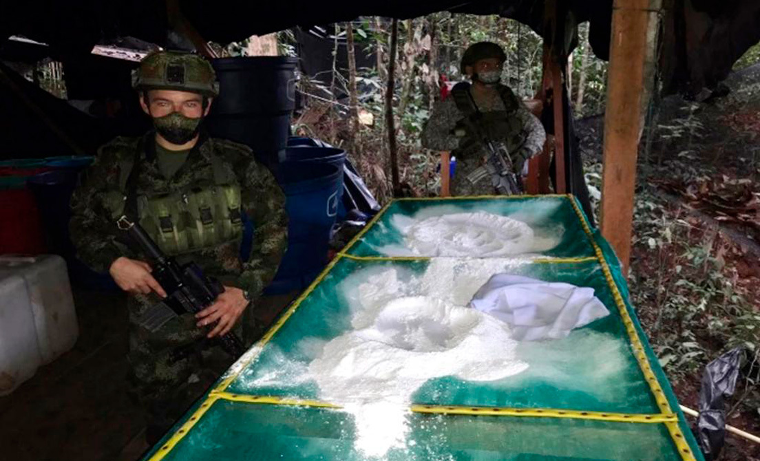 Un laboratorio para el procesamiento de alcaloides en Tumaco, NariñoTwitter / @mindefensa