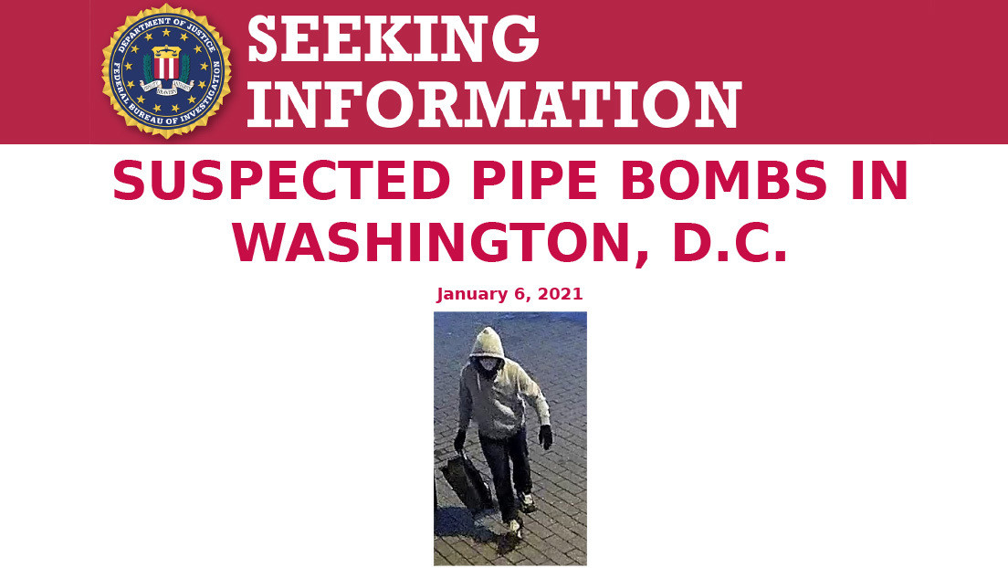 El FBI ofrece 50.000 dólares por información de los sospechosos que colocaron bombas cerca del Capitolio