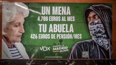 Mensajes de odio en espacios públicos de Madrid: la ultraderecha española usa un bulo en su propaganda electoral para atacar a los menores migrantes