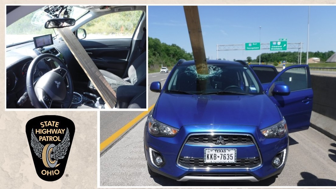 VIDEO: Una tabla de madera sale volando en una autopista y atraviesa el parabrisas de un coche