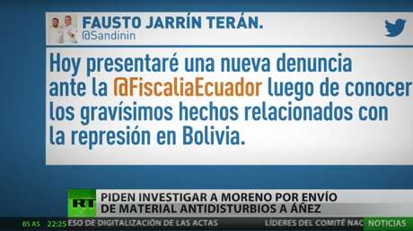 Piden investigar en Ecuador a Lenín Moreno por envío de material antidisturbios al Gobierno 'de facto' de Jeanine Áñez