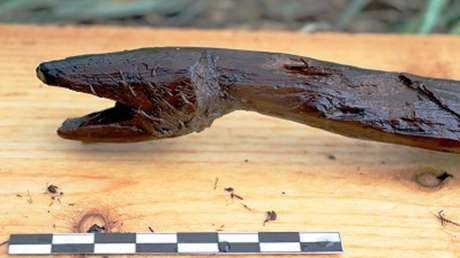 FOTOS: Hallan en Finlandia una serpiente de madera "muy natural" de hace más de 3.900 años