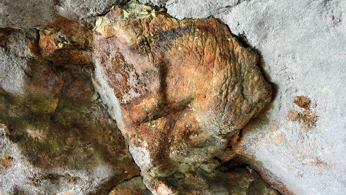 Muestra del motivo reticulado encontrado en la cueva Romanelli