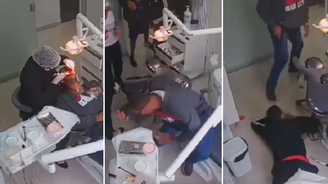 VIDEO: Entran a robar con cuchillos en un consultorio dental y terminan sometidos en el suelo por un paciente armado con pistola