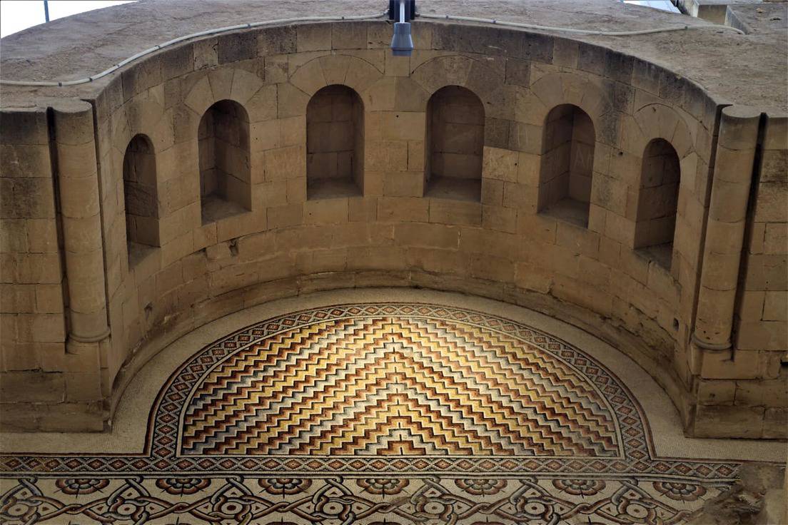 Mosaico del Palacio de Hisham tras cinco años de restauración, Jericó, Palestina.