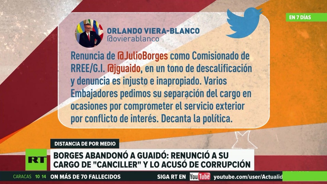 Borges abandonó a Guaidó: renunció a su cargo de 'canciller' de Venezuela y lo acusó de corrupción