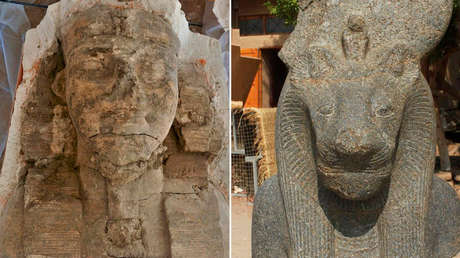FOTOS: Hallan dos colosales esfinges en un templo funerario egipcio de más de 3.000 años