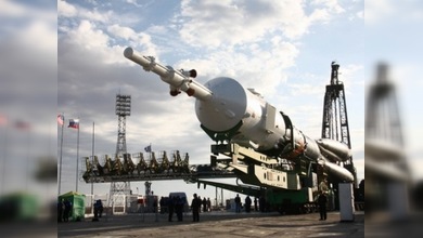 La nave cósmica Soyuz TMA-M, lista para el despegue