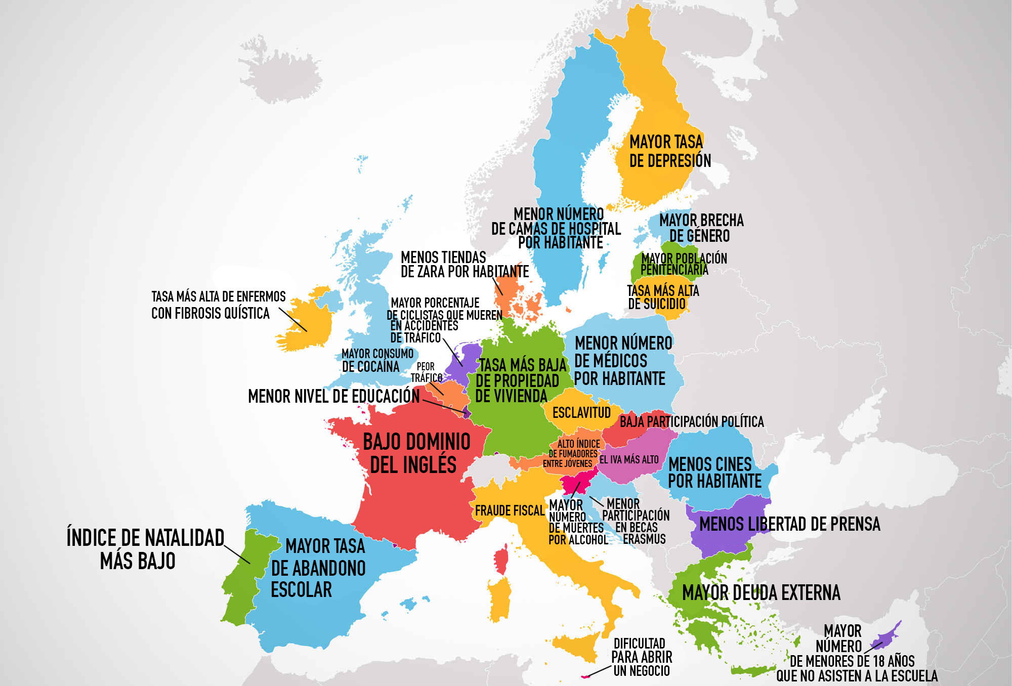 Mapa revela qué es lo peor de cada país de Europa - RT