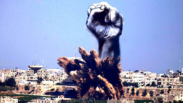Fotos: Artistas palestinos ponen caras humanas a las columnas de humo en Gaza