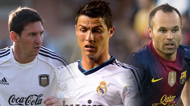 Messi, Cristiano Ronaldo e Iniesta, finalistas al premio de Mejor Jugador en Europa