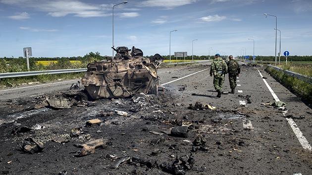 Autodefensas afirman haber encontrado en Lugansk fragmentos de un misil balístico