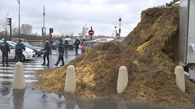 Video, fotos: "La merde!" Vierten estiércol en la puerta de la Asamblea francesa
