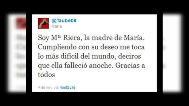Cumple la última voluntad de su hija informando de su muerte en Twitter
