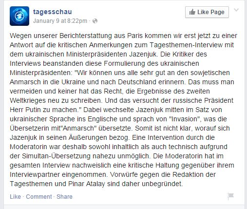 Bundesregierung verweigert Russland Stellungnahme zu Jazenjuks Aussagen bei ARD-Interview