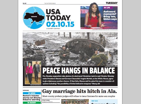 Neuer Realismus? Frontseite von "USA Today“ bringt Ukraine-Karte ohne Krim