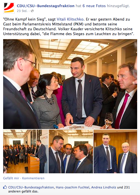 CDU-Bundestagsfraktion: “Flamme des Sieges” für Ukraine und Klitschko