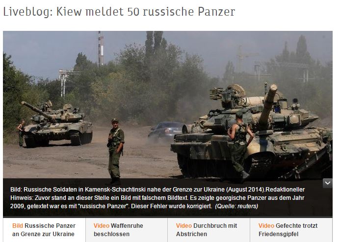 ZDF belegt mal wieder "russische Invasion" mit Bildern von georgischen Panzern aus dem Jahr 2009