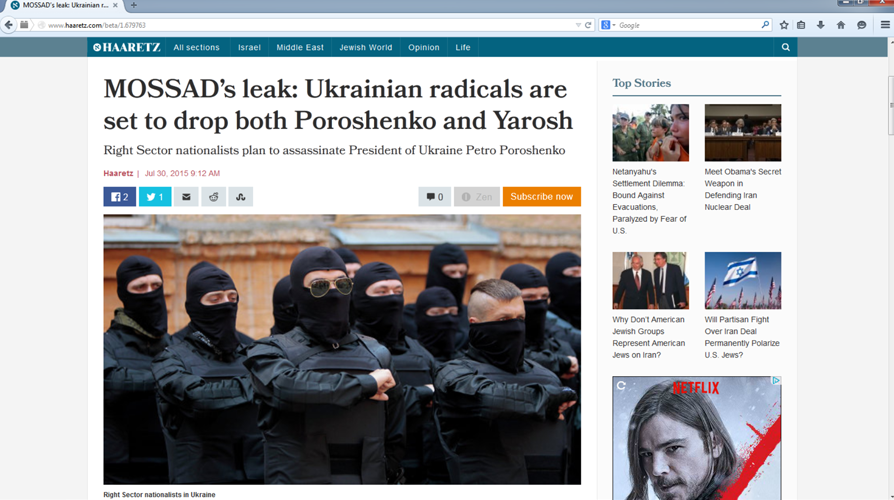 Mossad-Leak zur Ukraine: Rechter Sektor plant Ermordung von Poroschenko und Absetzung von Jarosch
