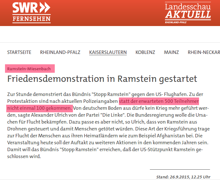 Friedensbewegung reloaded: Kriegsgegner mobilisieren erfolgreich zum Protest nach Ramstein