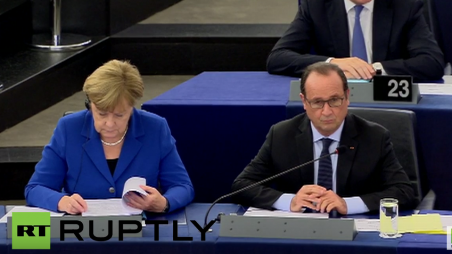 Live: Angela Merkel und Francois Hollande sprechen im EU-Parlament zur Flüchtlingskrise