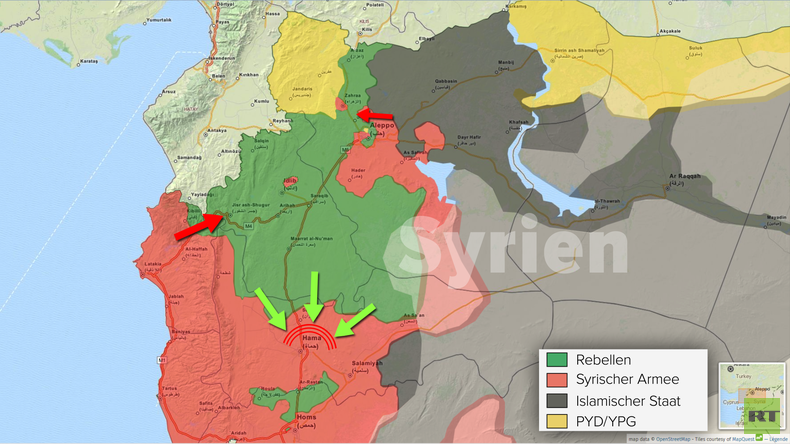 Syrische Armee verbucht weitere Geländegewinne um Hama - Offensive in Nord-Aleppo