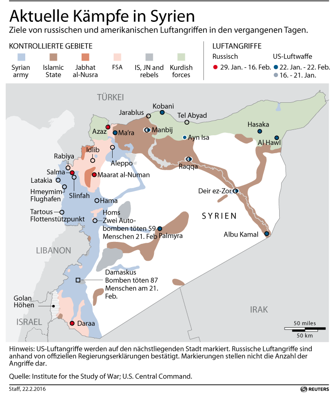 Grafik des Tages: Fronten vor dem Waffenstillstand in Syrien