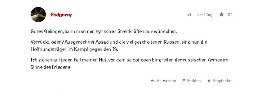 Befreiung Palmyras: Berichterstattung in westlichen "Leitmedien" versus den Leserkommentaren