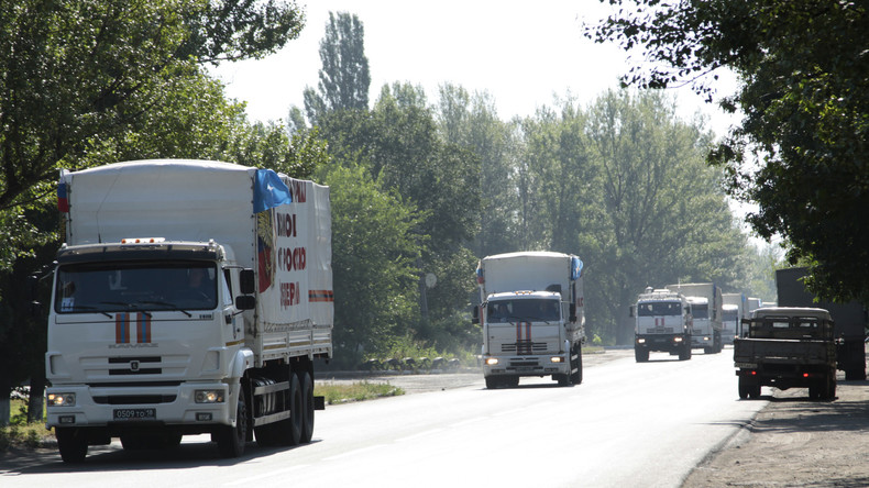 Russischer Hilfskonvoi in Donezk angekommen