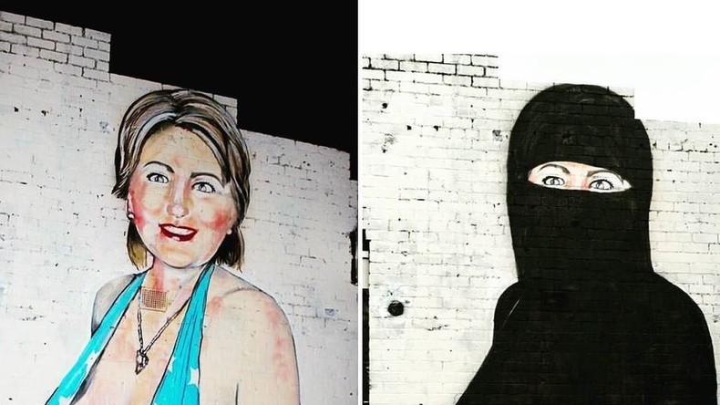 Clinton-Graffiti in Australien: Erst im Badeanzug und nach Protest im Niqab