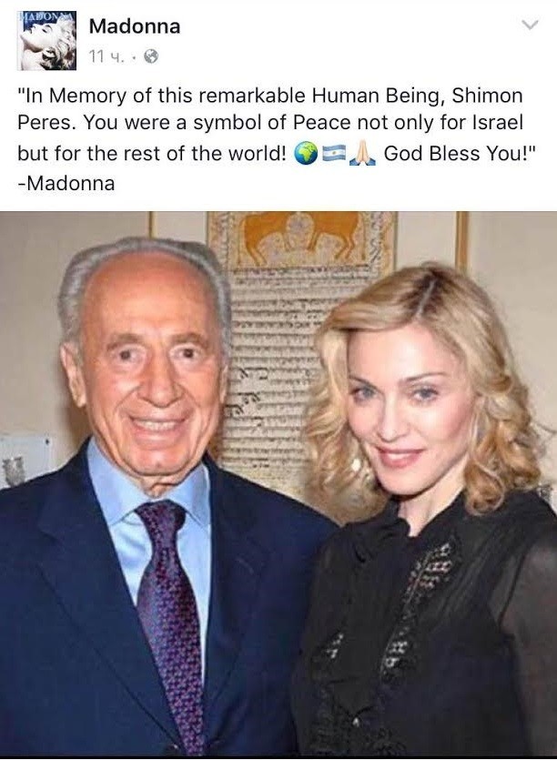 Madonna trauert um Schimon Peres - mit argentinischer Fahne
