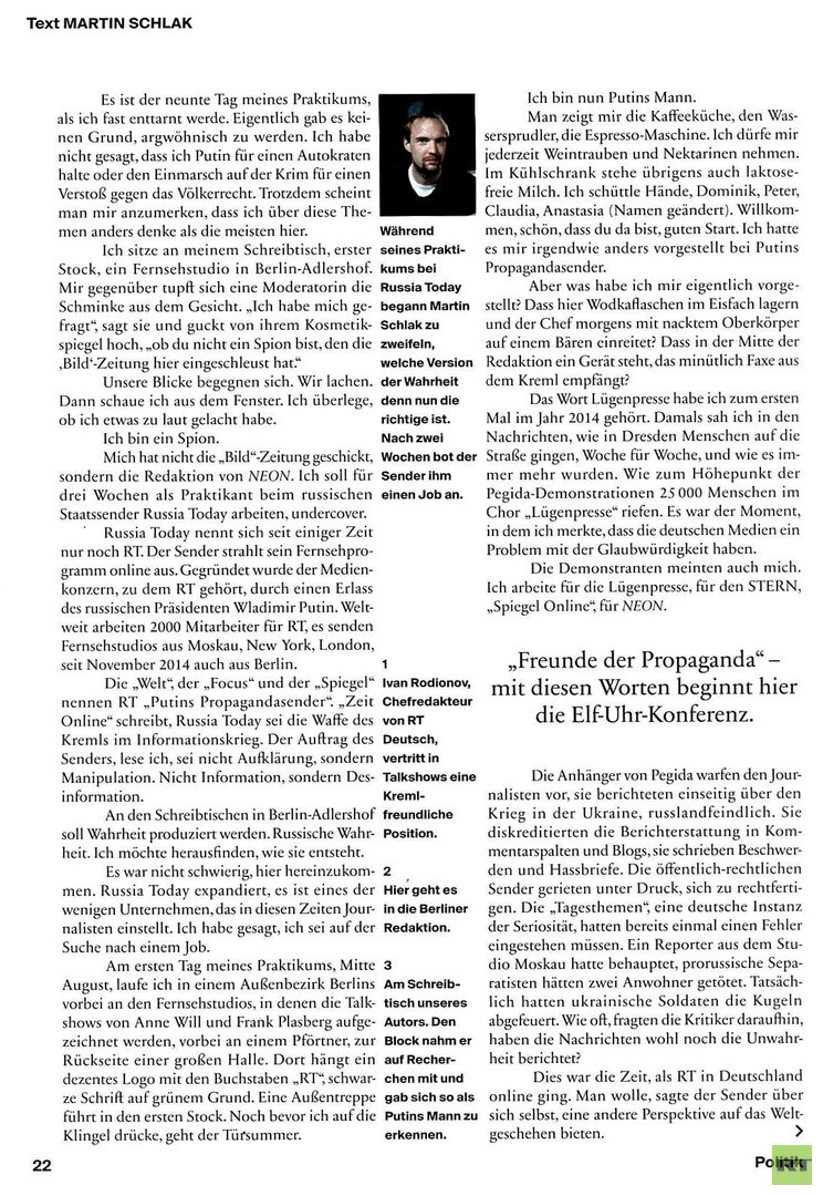 Ein Maulwurf bei RT Deutsch: NEON-Journalist spionierte die Redaktion aus