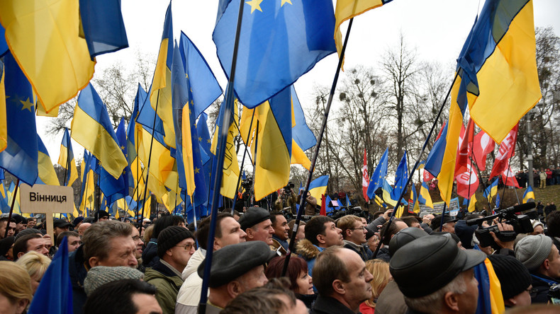 Ukrainische Nationalisten protestieren vor Justizministerium gegen Aufnahme von Flüchtlingen