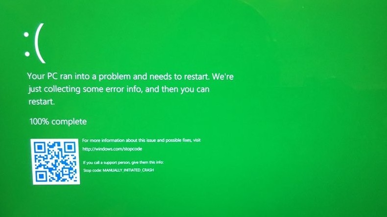 "Blue Screen of Death" bei Windows 10 grün gefärbt