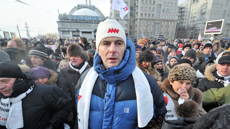 Milliardär Michail Prochorow auf dem Bolotnaja-Platz