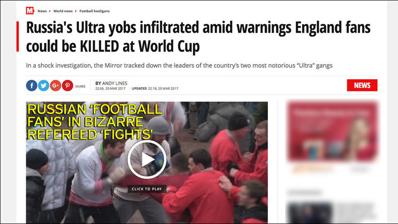 Britische Zeitung Mirror gibt Volksfest in Moskau für Fanschlägerei aus