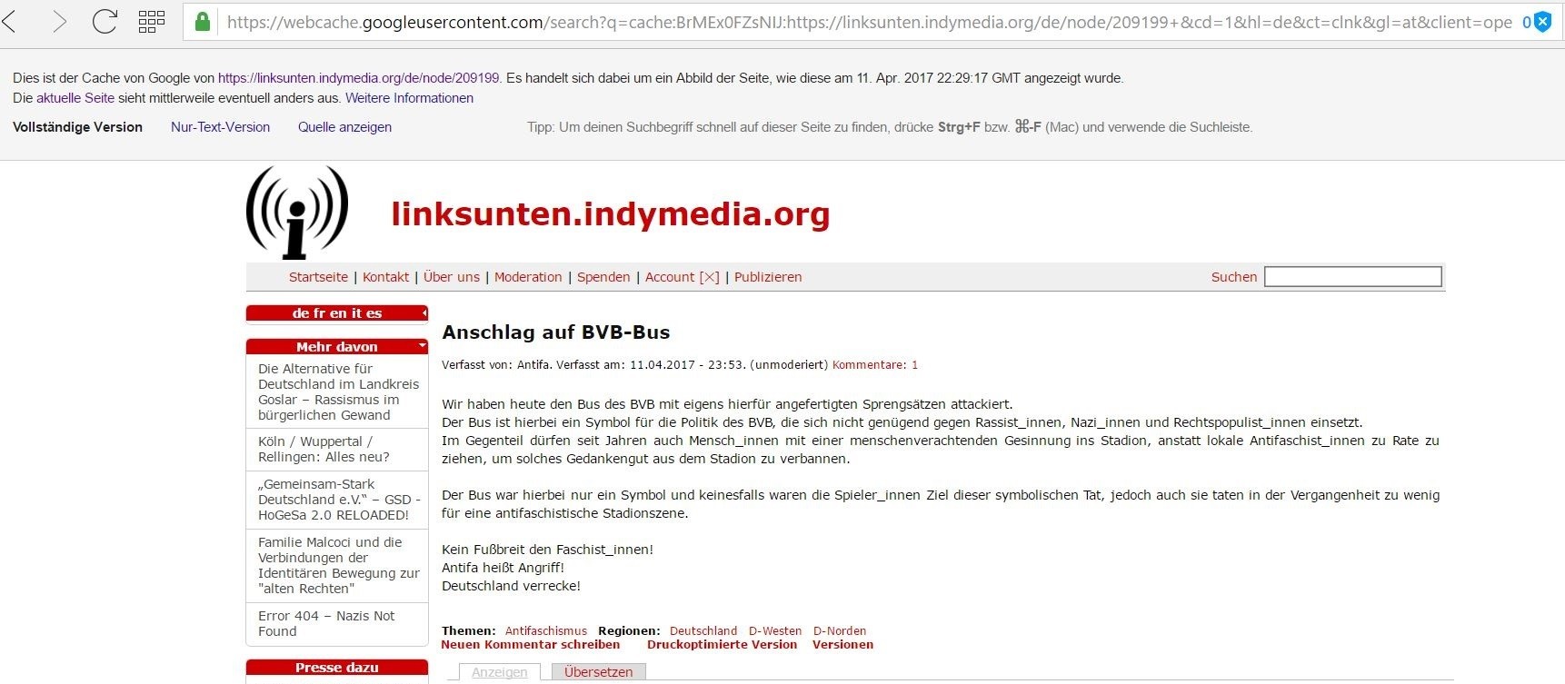 BVB-Angriff: Behörden prüfen islamistischen Hintergrund