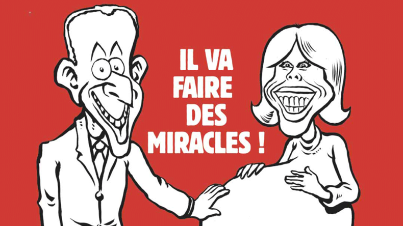Charlie Hebdo lacht Gattin des neugewählten Präsidenten Frankreichs Macron aus