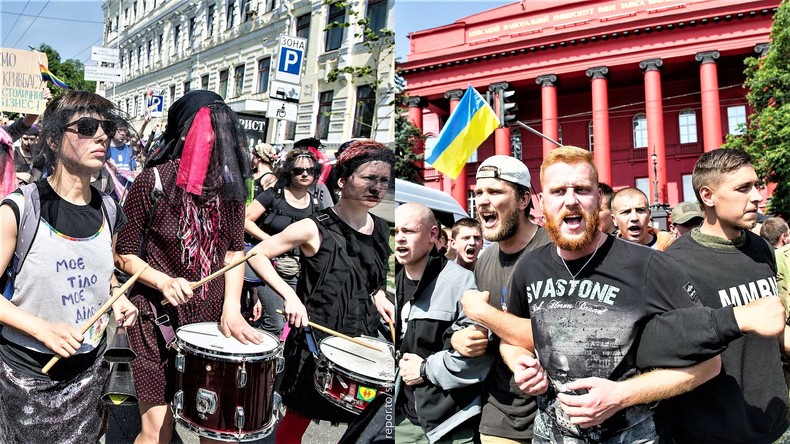 Gay Pride auf Ukrainisch: LGBT-Marsch hinter Polizeikordon in Kiew