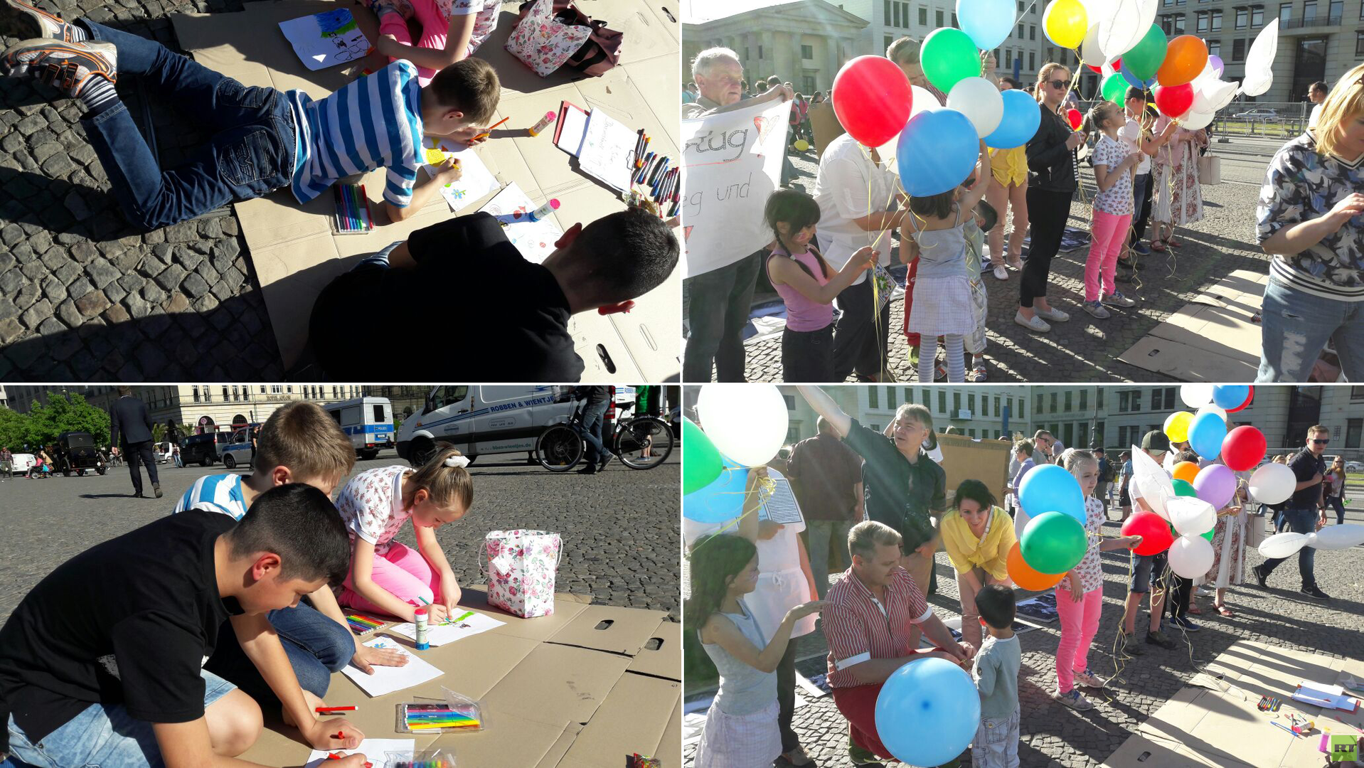 Gedenken an die Kriegsopfer im Donbass am Brandenburger Tor am Internationalen Kindertag