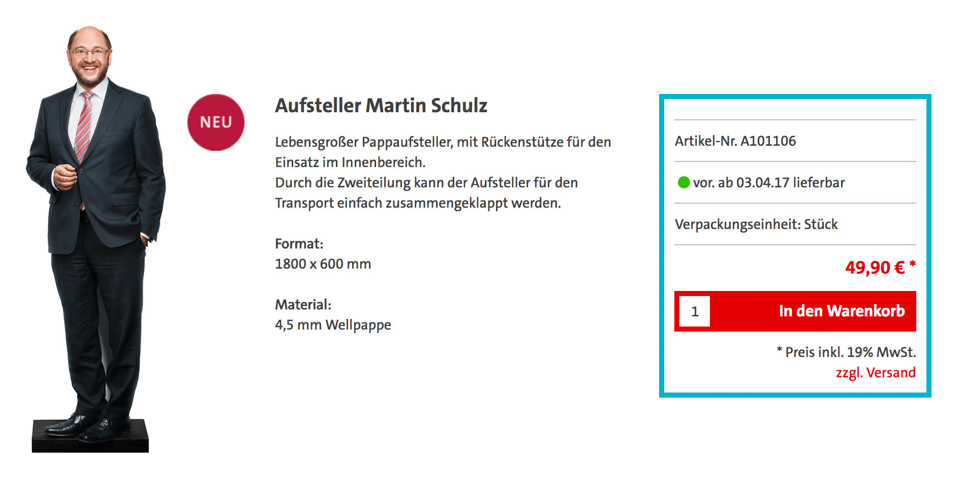 Personenkult auch ohne Sozialismus: Die SPD setzt auf den Papp-Martin